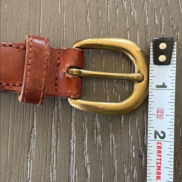 Fossil Braided Brown Leather Belt with Solid Brass Antiqued Gold Buckle Size S - Picture 8 of 12